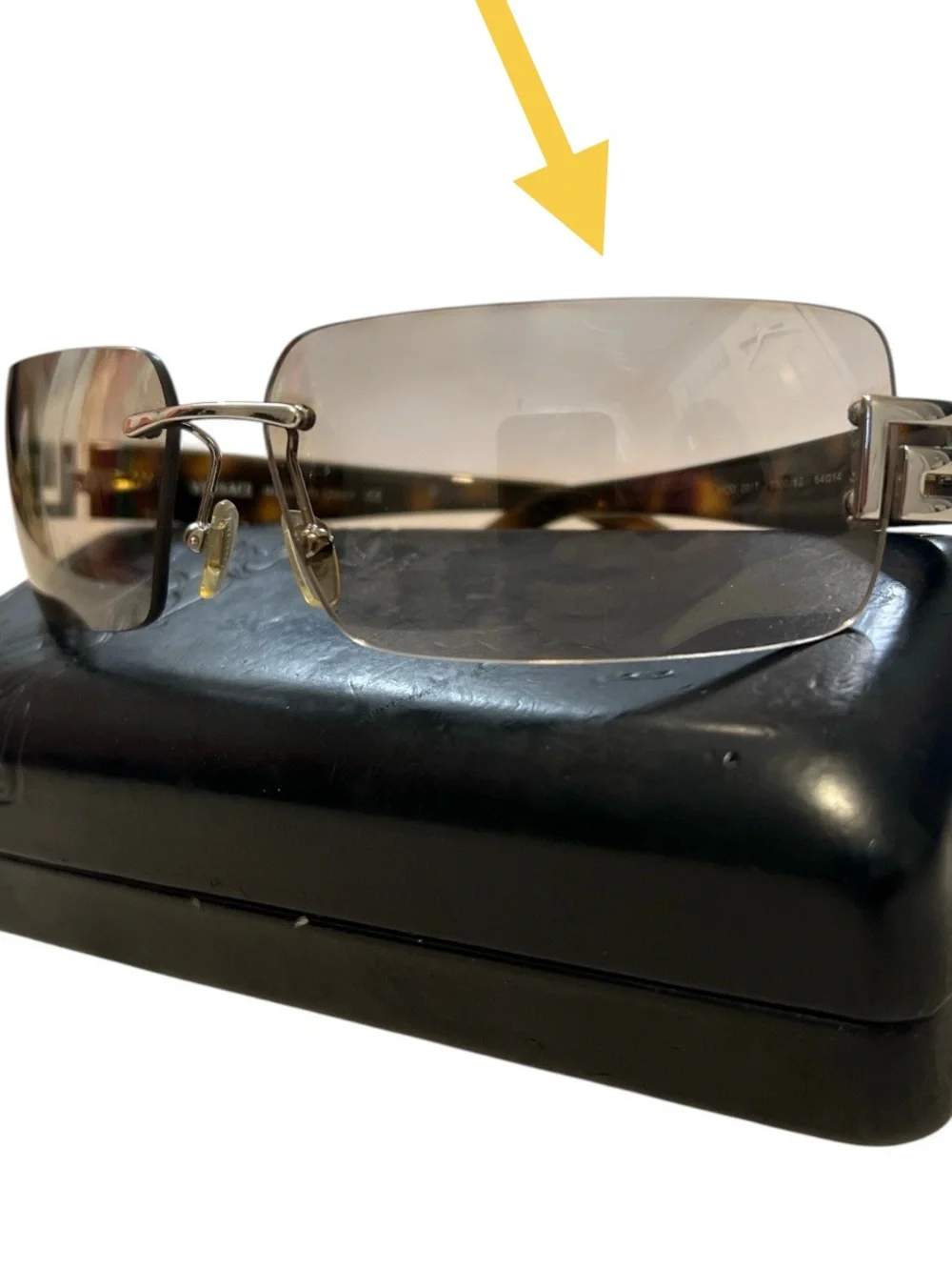 Authentic Versace MOD 2017-B 1000/8Z Rimless Sunglasses Tortoise Silver Y2K 64-1